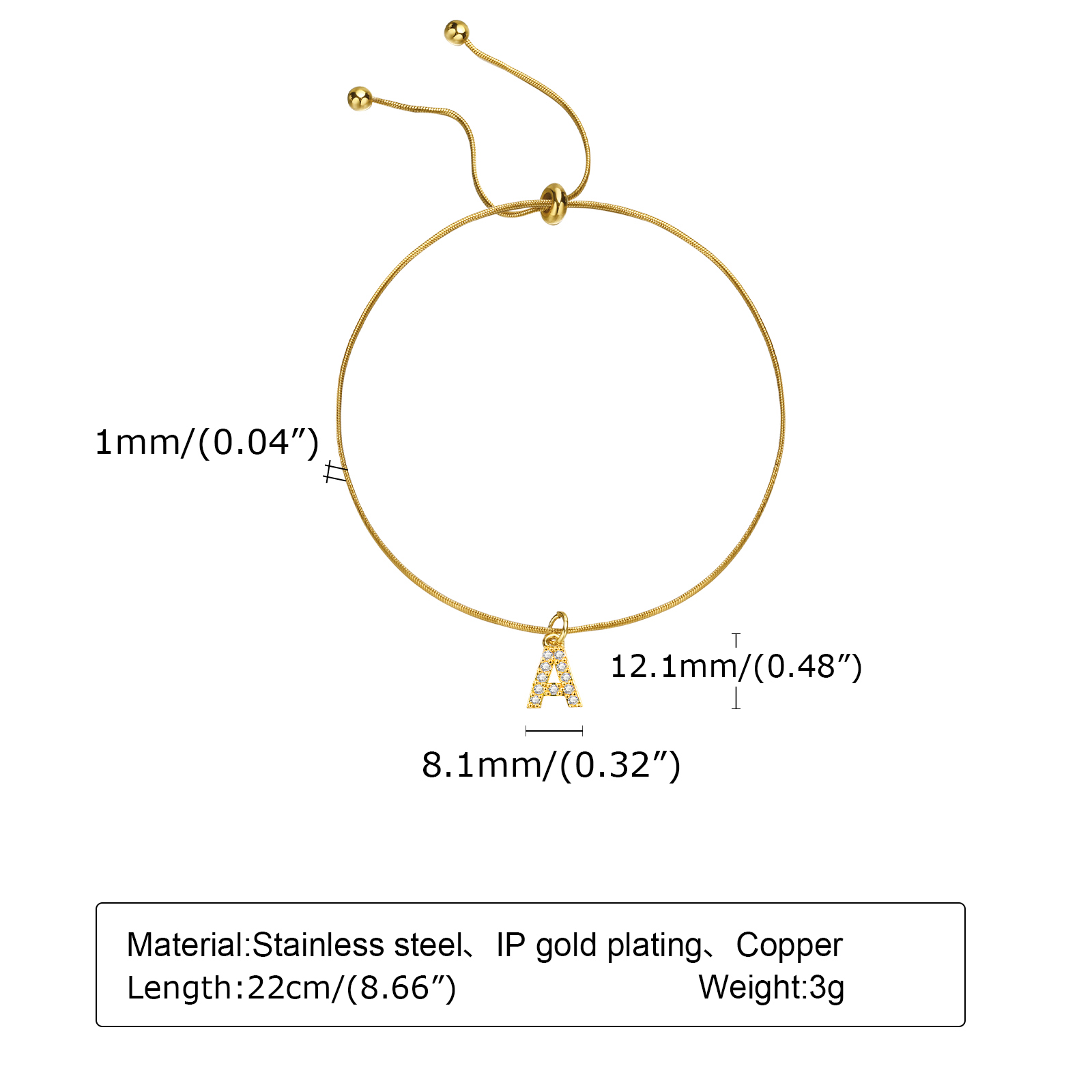 Einfacher Stil Brief Vergoldet Zirkon Armbänder In Masse display picture 6