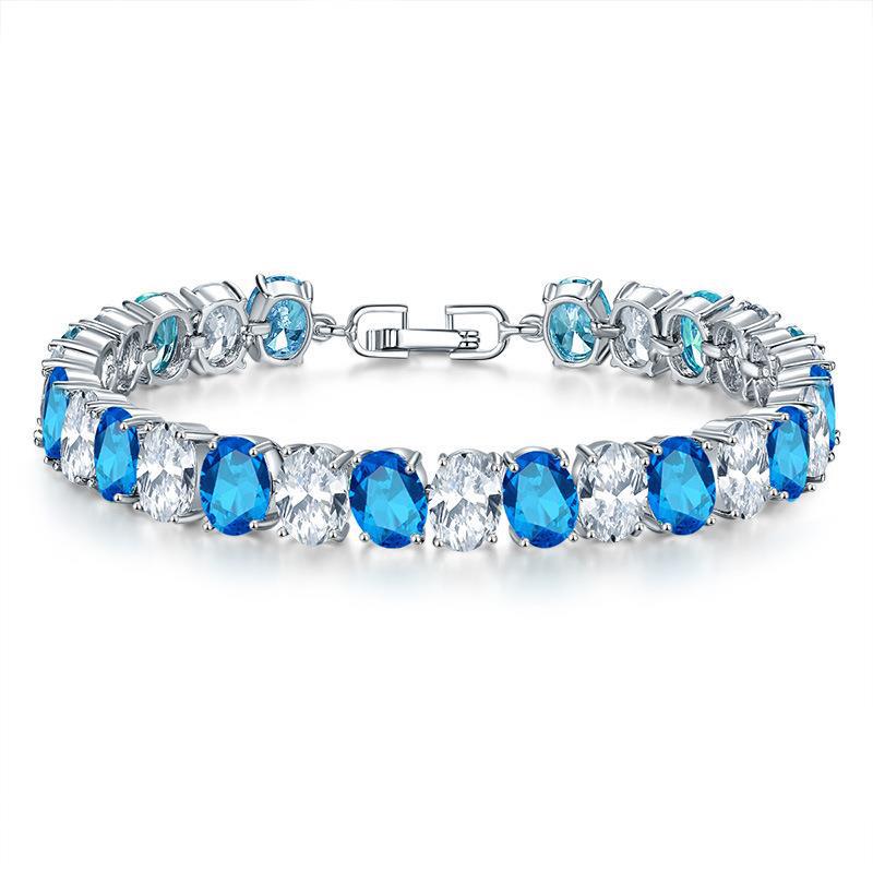 Copper Rhodium Plated Lady Simple Style Inlay Geometric Zircon Bracelets display picture 9
