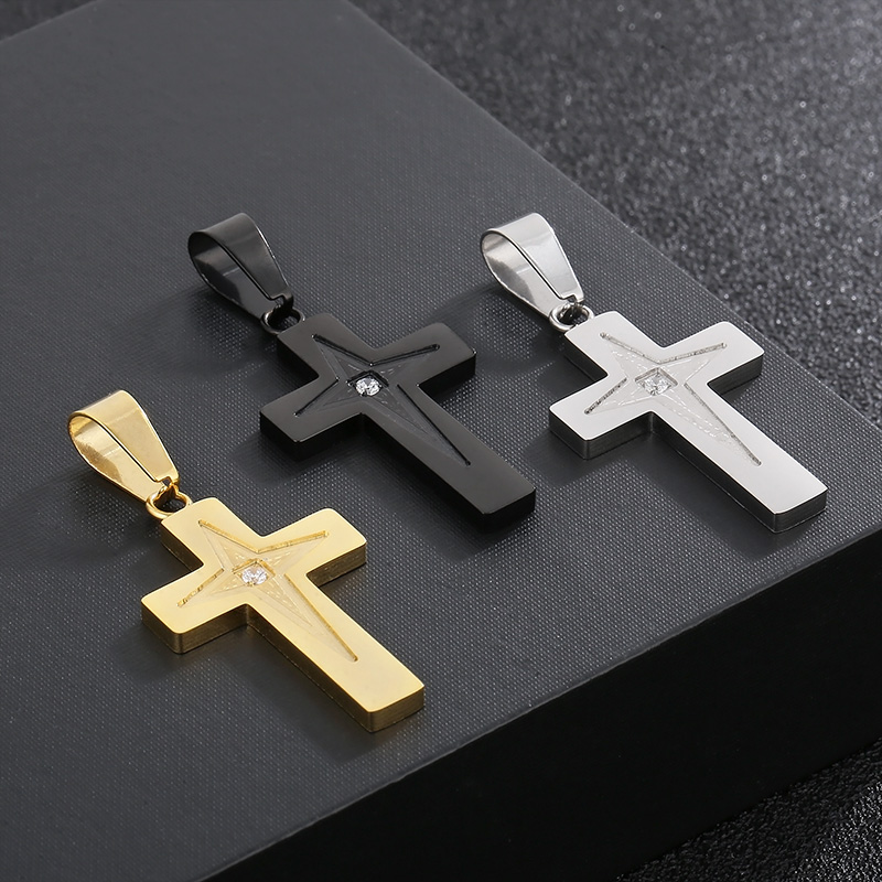 Hip-Hop Cross Solid Color Stainless Steel Plating 18K Gold Plated Charms display picture 5