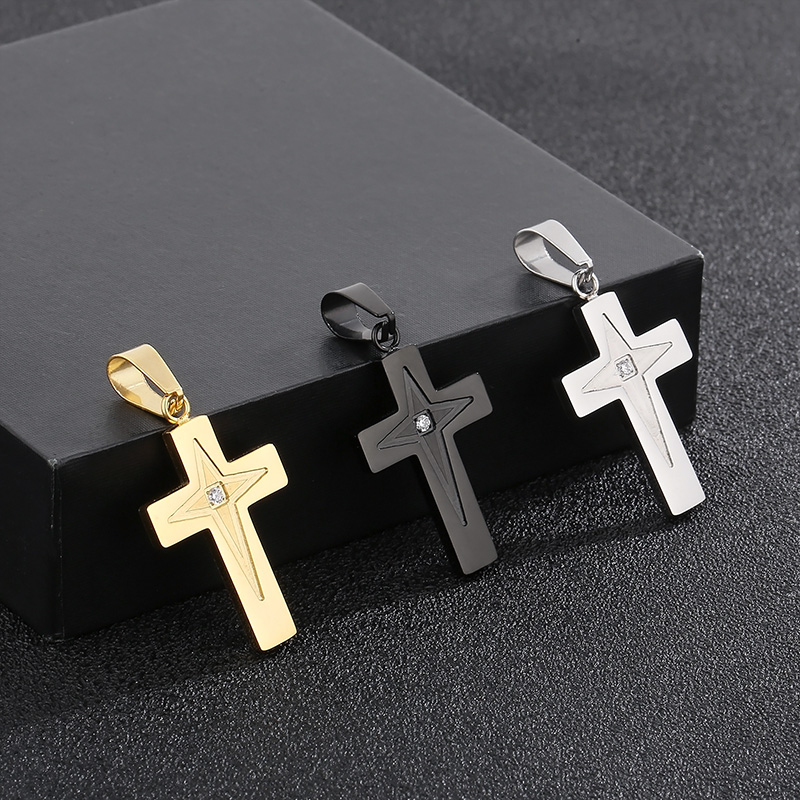 Hip-Hop Cross Solid Color Stainless Steel Plating 18K Gold Plated Charms display picture 1