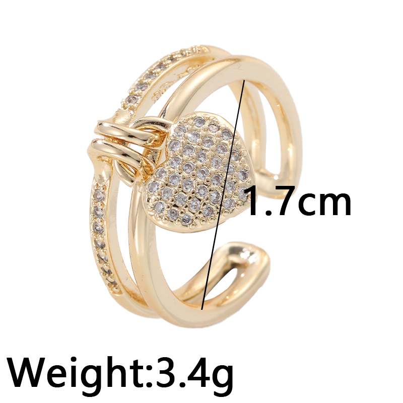 Elegant Dame Herzform Kupfer Strasssteine Charm Ring In Masse display picture 1