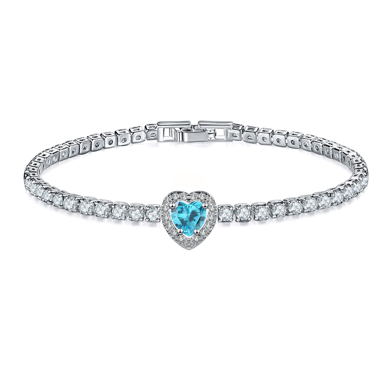 Copper Rhodium Plated Simple Style Shiny Inlay Round Water Droplets Heart Shape Zircon Tennis Bracelet display picture 17