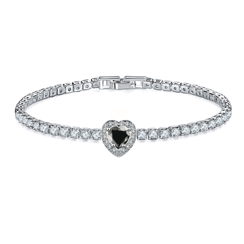 Le Cuivre Plaqué Rhodium Style Simple Brillant Incruster Rond Les Gouttelettes D'Eau Forme De Cœur Zircon Bracelet Tennis display picture 20