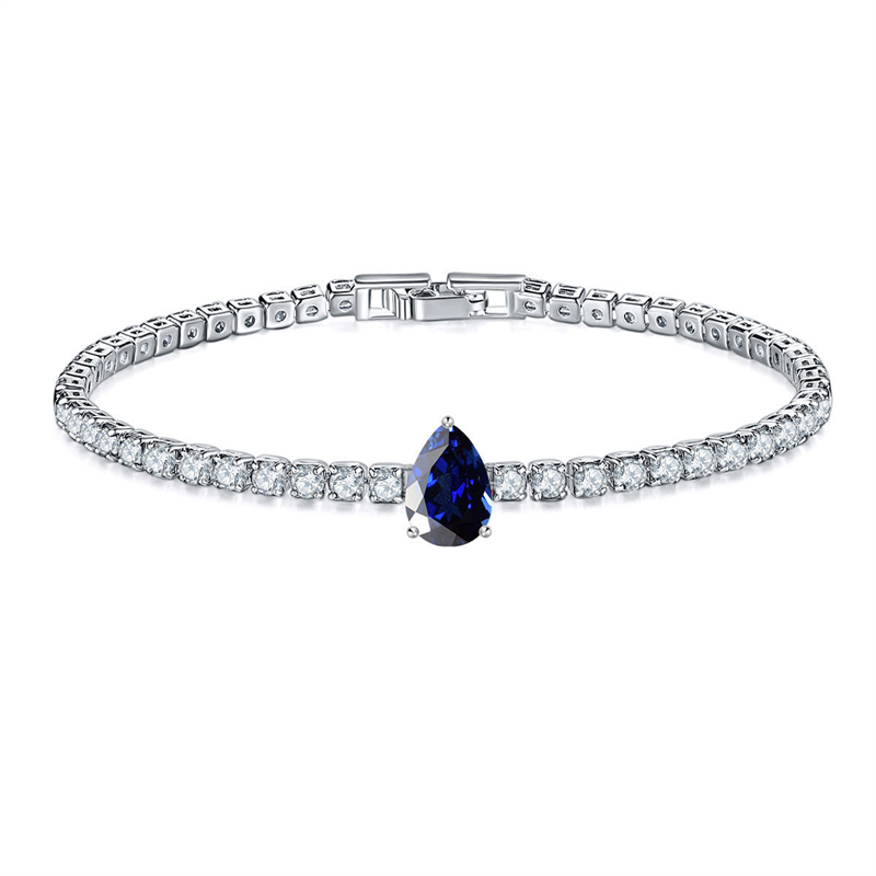 Le Cuivre Plaqué Rhodium Style Simple Brillant Incruster Rond Les Gouttelettes D'Eau Forme De Cœur Zircon Bracelet Tennis display picture 3