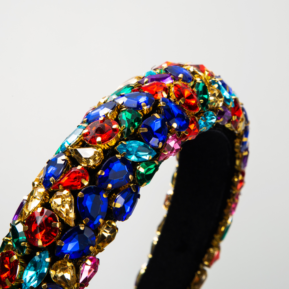 Elegant Luxurious Queen Colorful Cloth Inlay Rhinestones Hair Band display picture 3
