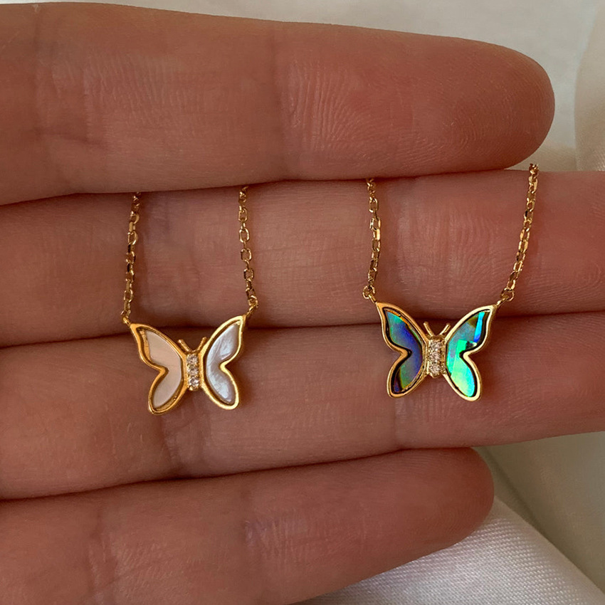Shell Copper Streetwear Plating Inlay Butterfly Shell Pendant Necklace display picture 3