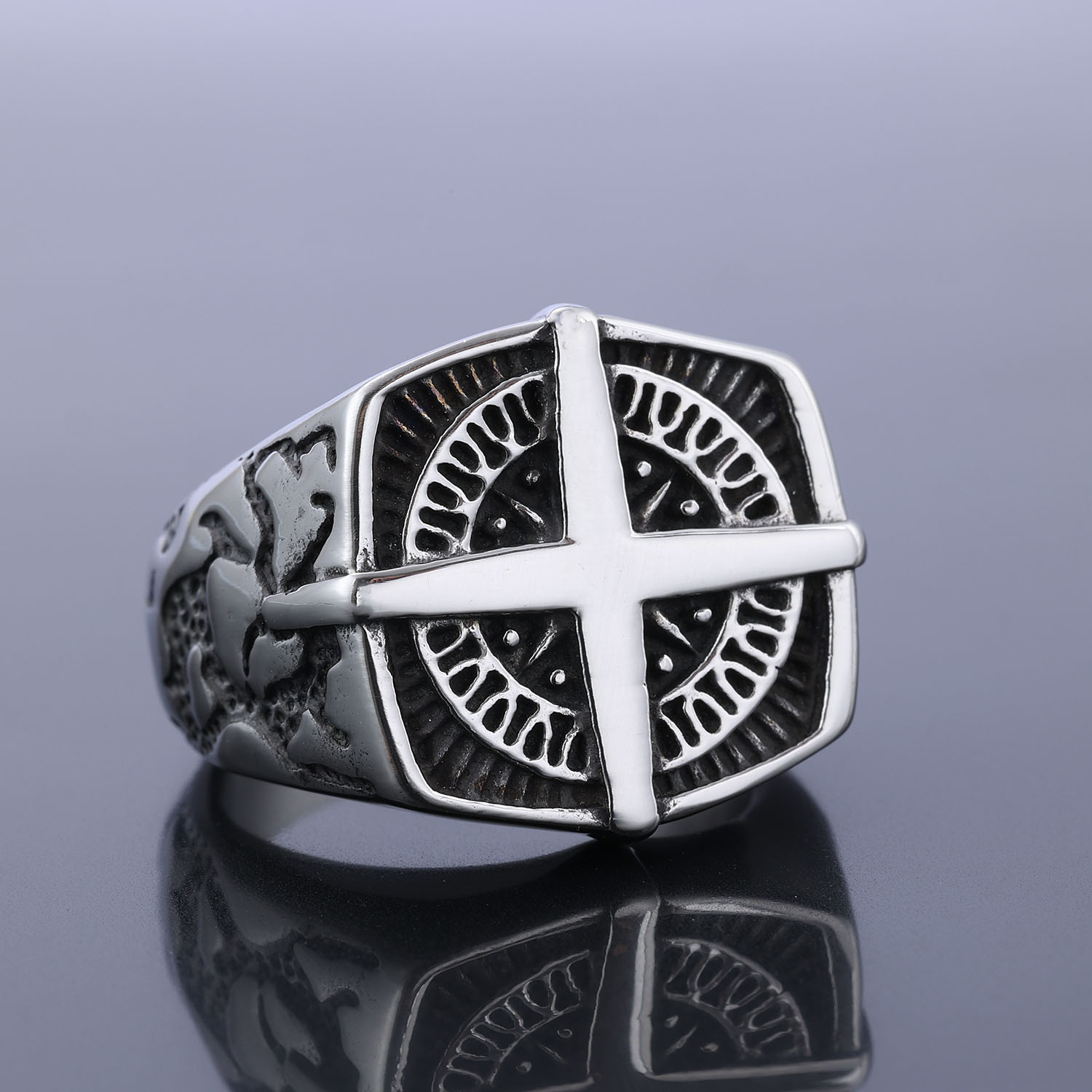 Punk Cross 304 Stainless Steel Unisex Rings display picture 2