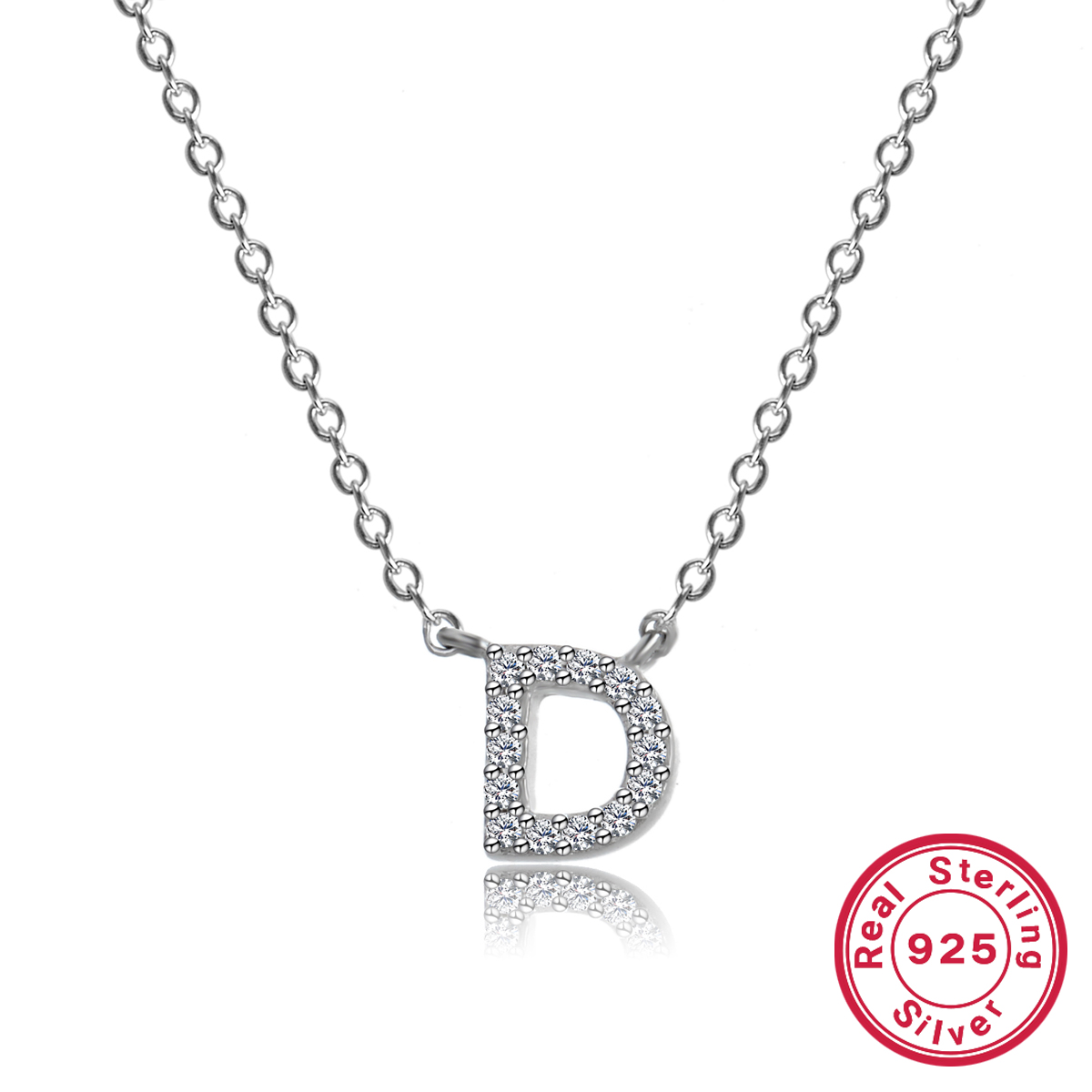 Sterling Silver Simple Style Classic Style Inlay Letter Zircon Pendant Necklace display picture 11