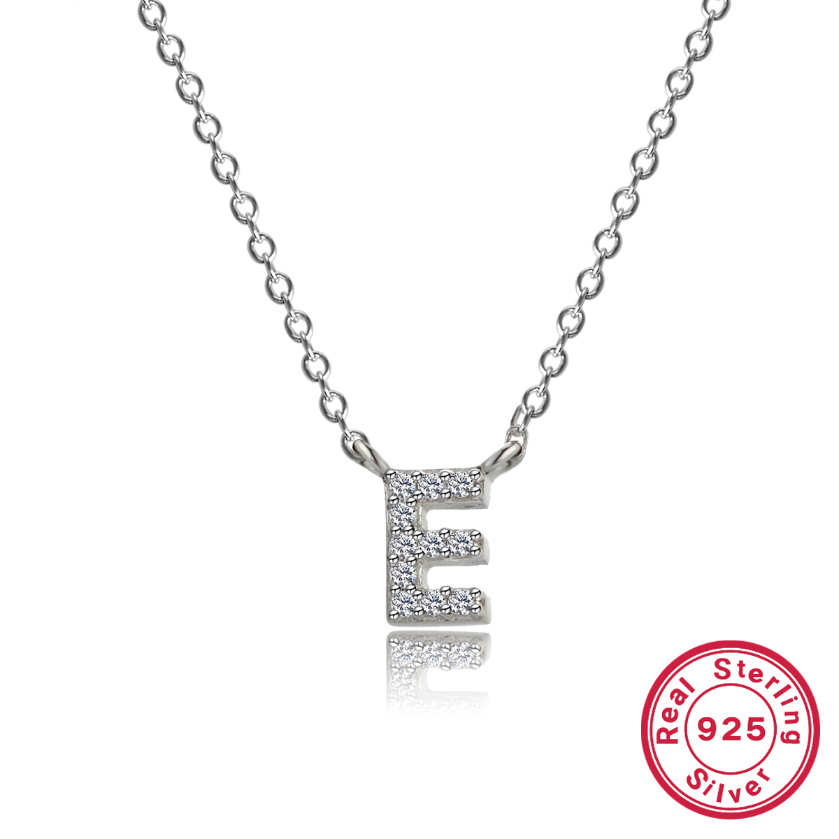 Sterling Silver Simple Style Classic Style Inlay Letter Zircon Pendant Necklace display picture 10