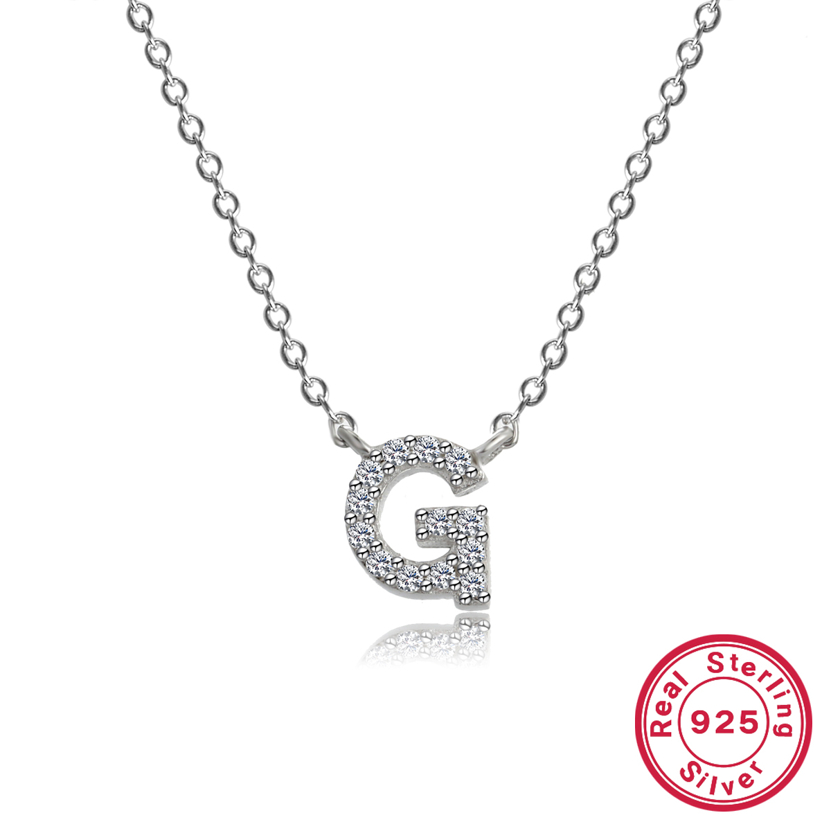Sterling Silver Simple Style Classic Style Inlay Letter Zircon Pendant Necklace display picture 8