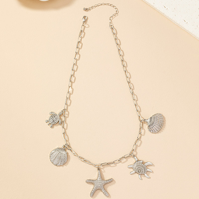 Retro Vacation Starfish Conch Shell Alloy Plating Unisex Pendant Necklace display picture 1