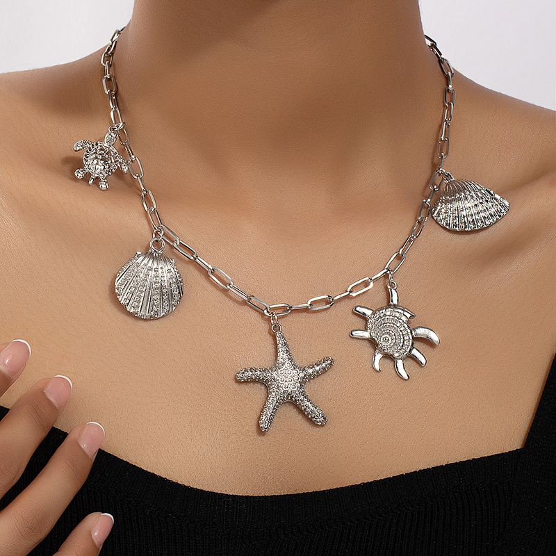 Retro Vacation Starfish Conch Shell Alloy Plating Unisex Pendant Necklace display picture 6