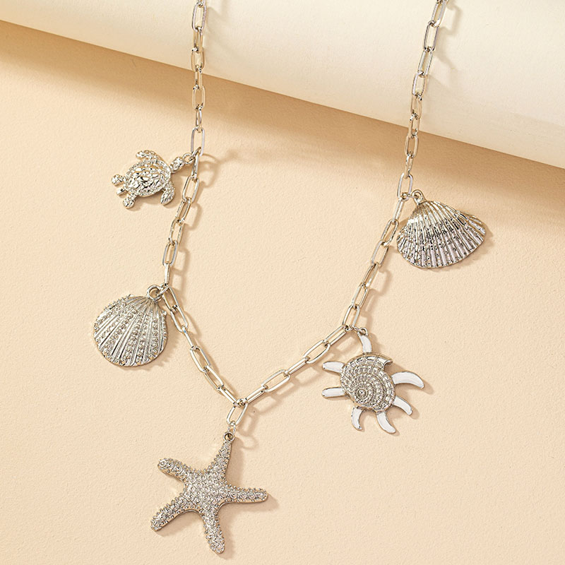 Retro Vacation Starfish Conch Shell Alloy Plating Unisex Pendant Necklace display picture 3