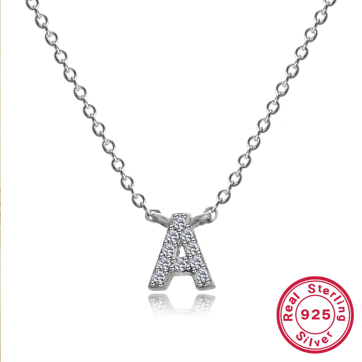 Sterling Silver Simple Style Classic Style Inlay Letter Zircon Pendant Necklace display picture 2