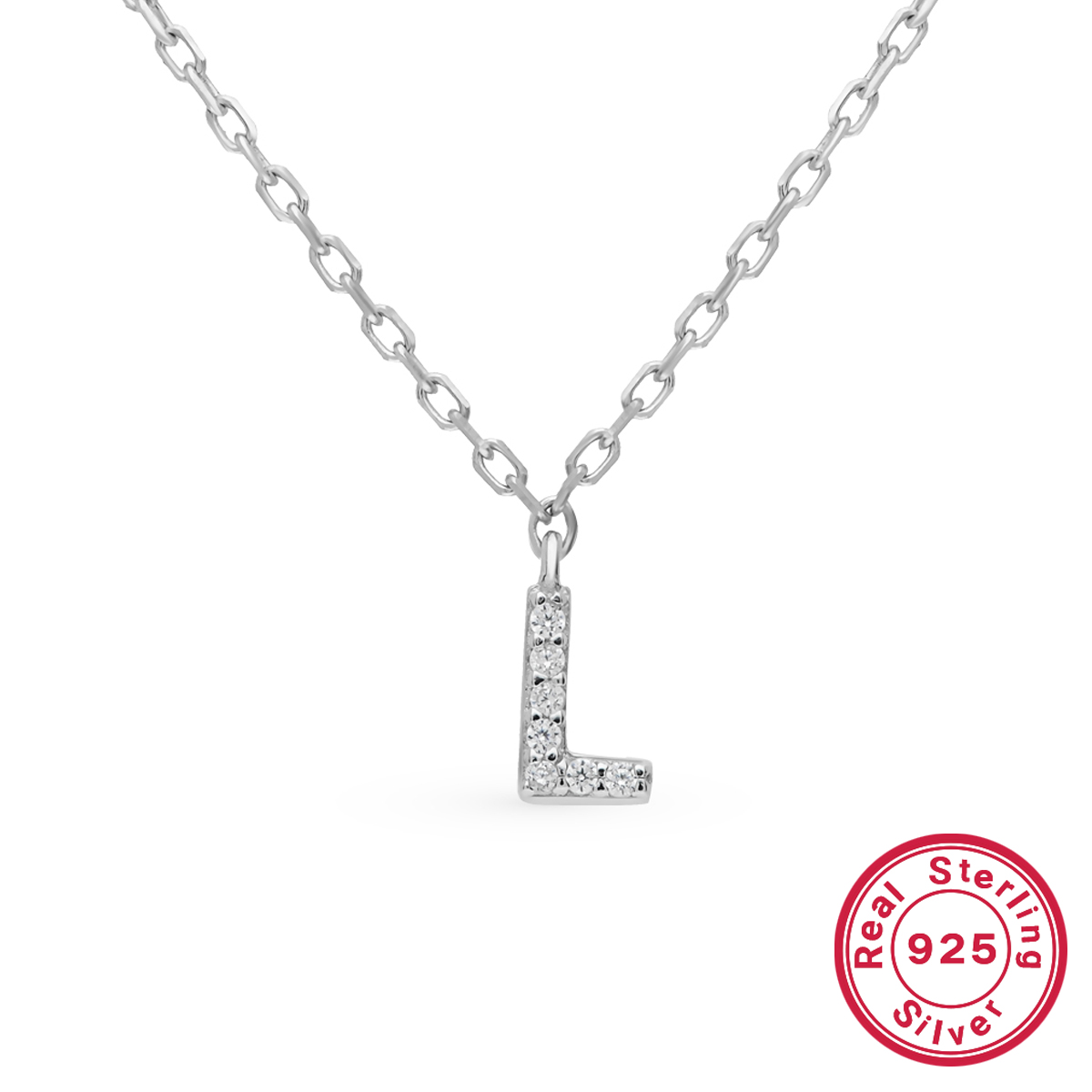 Sterling Silver Simple Style Classic Style Inlay Letter Zircon Pendant Necklace display picture 12