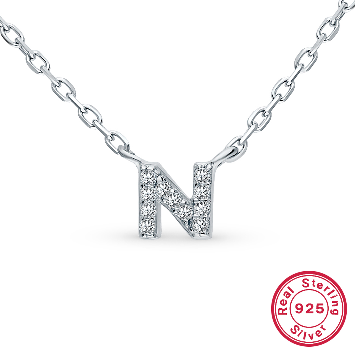 Sterling Silver Simple Style Classic Style Inlay Letter Zircon Pendant Necklace display picture 14