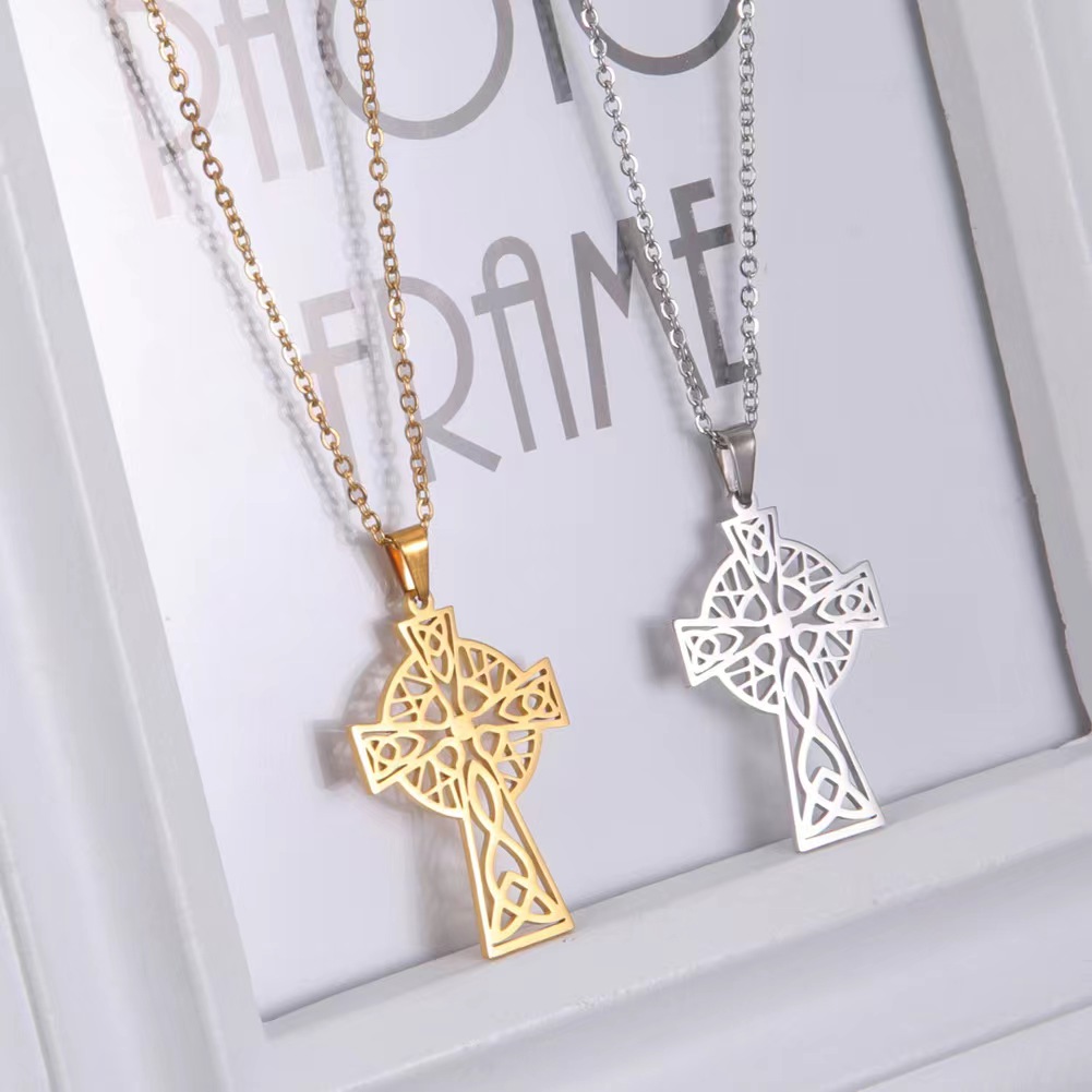 Stainless Steel Hip-Hop Punk Cross Pendant Necklace display picture 1