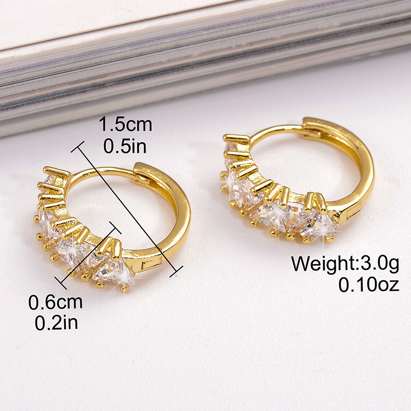 1 Pair Elegant Triangle Heart Shape Plating Inlay Copper Zircon Hoop Earrings display picture 1
