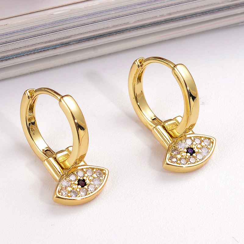 1 Pair Streetwear Cross Devil's Eye Plating Inlay Copper Zircon Drop Earrings display picture 1