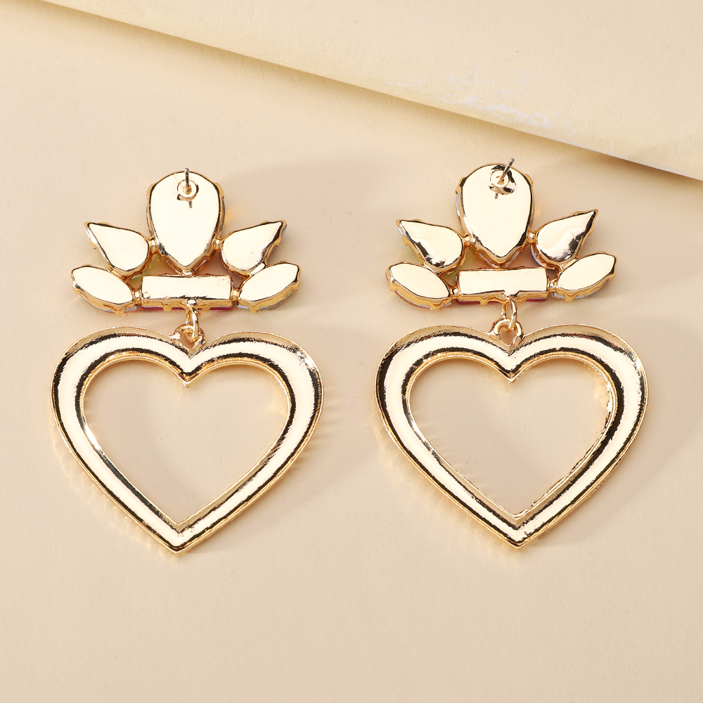 1 Pair Luxurious Heart Shape Inlay Zinc Alloy Rhinestones Dangling Earrings display picture 3