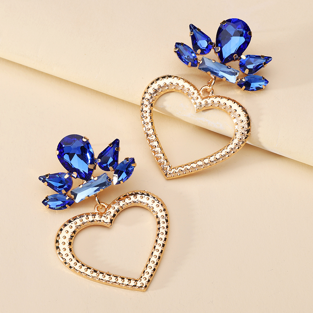1 Pair Luxurious Heart Shape Inlay Zinc Alloy Rhinestones Dangling Earrings display picture 7