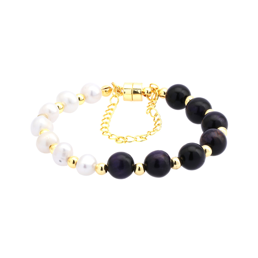 Simple Style Irregular Round Artificial Gemstones Freshwater Pearl Copper Handmade Plating 18k Gold Plated Bracelets display picture 8
