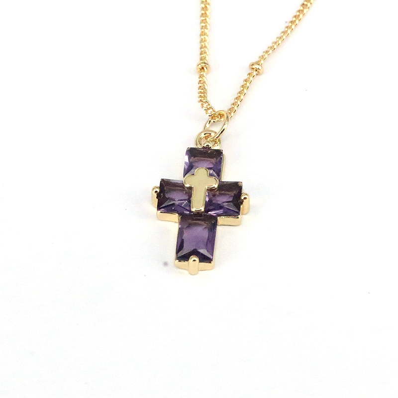 Casual Hip-hop Cross Copper Plating Inlay Zircon Gold Plated Pendant Necklace display picture 11