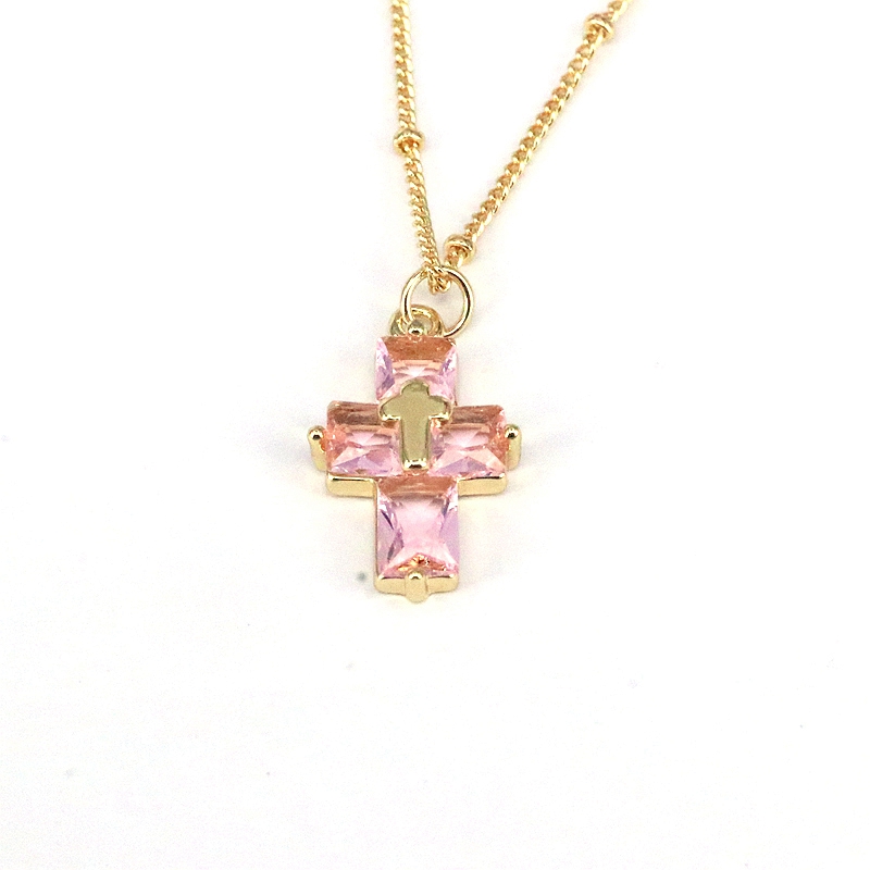Casual Hip-hop Cross Copper Plating Inlay Zircon Gold Plated Pendant Necklace display picture 8