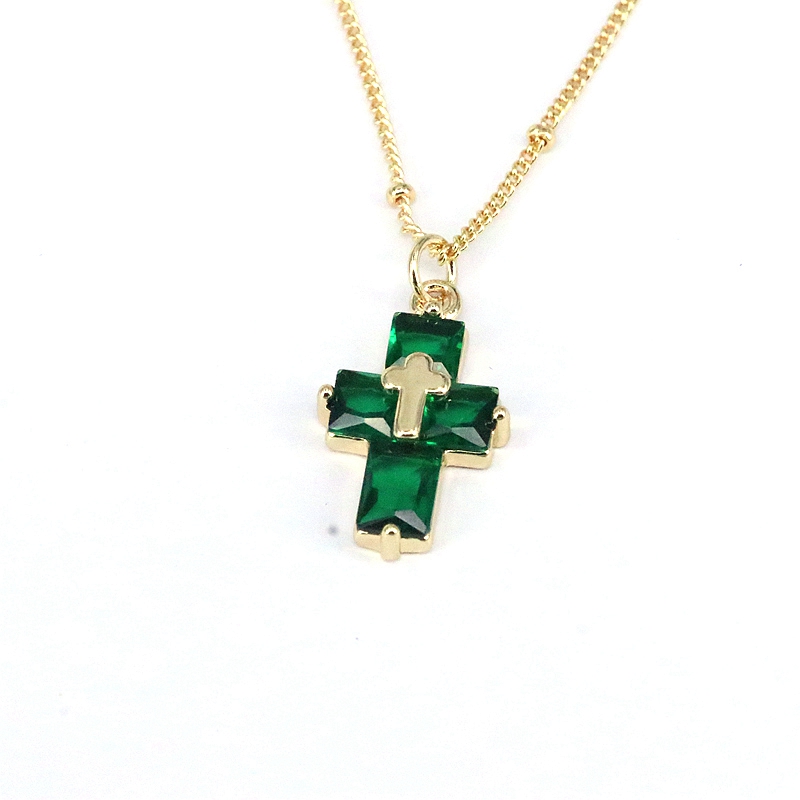 Casual Hip-hop Cross Copper Plating Inlay Zircon Gold Plated Pendant Necklace display picture 3