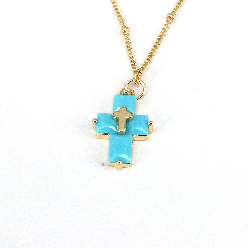 Casual Hip-hop Cross Copper Plating Inlay Zircon Gold Plated Pendant Necklace display picture 7