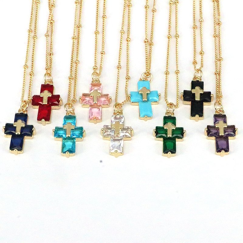 Casual Hip-hop Cross Copper Plating Inlay Zircon Gold Plated Pendant Necklace display picture 10