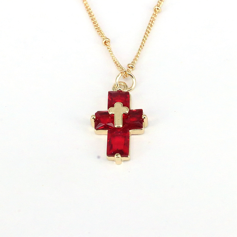 Casual Hip-hop Cross Copper Plating Inlay Zircon Gold Plated Pendant Necklace display picture 9