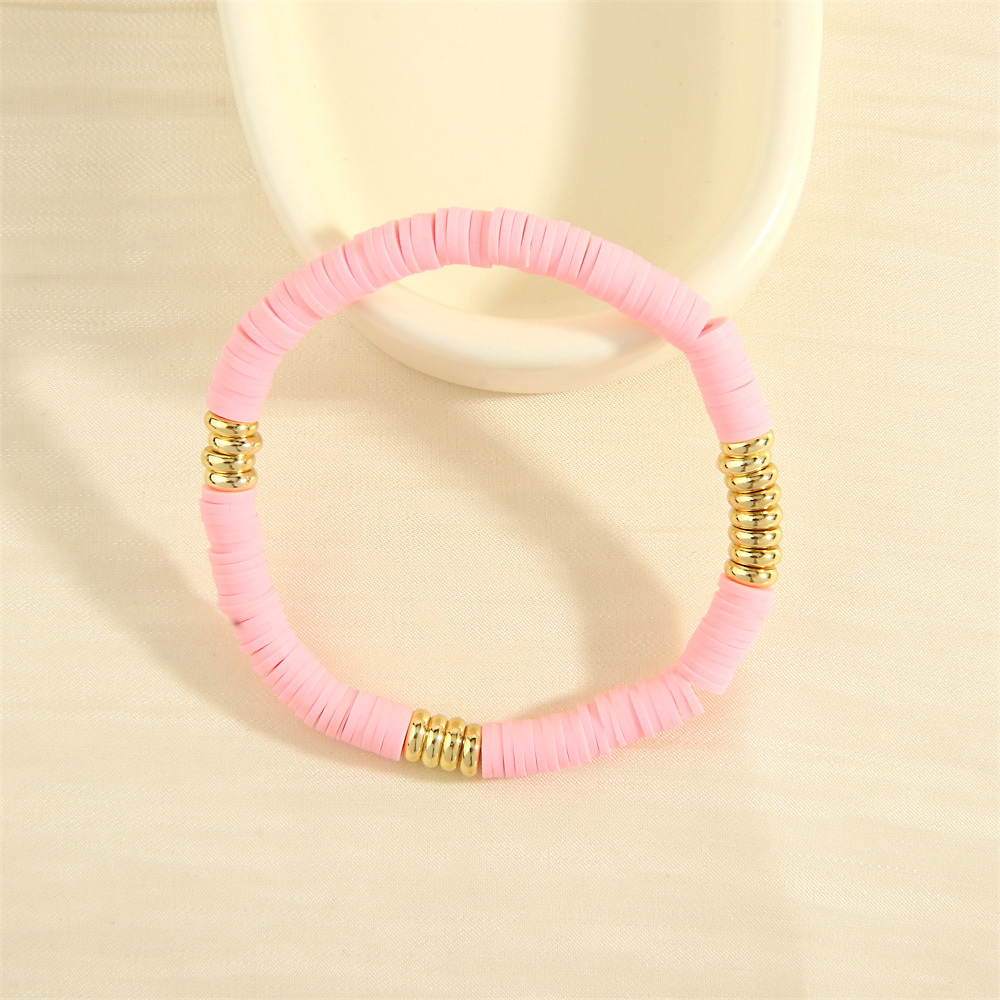 Bohemian Beach Round Colorful 18k Gold Plated Soft Clay Copper Wholesale Bracelets display picture 4