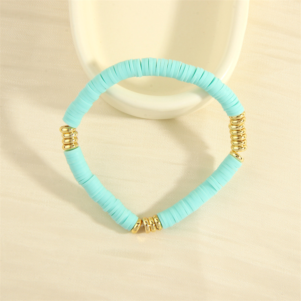Bohemian Beach Round Colorful 18k Gold Plated Soft Clay Copper Wholesale Bracelets display picture 7