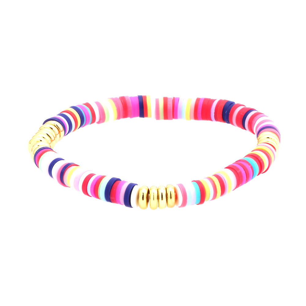 Bohemian Beach Round Colorful 18k Gold Plated Soft Clay Copper Wholesale Bracelets display picture 11