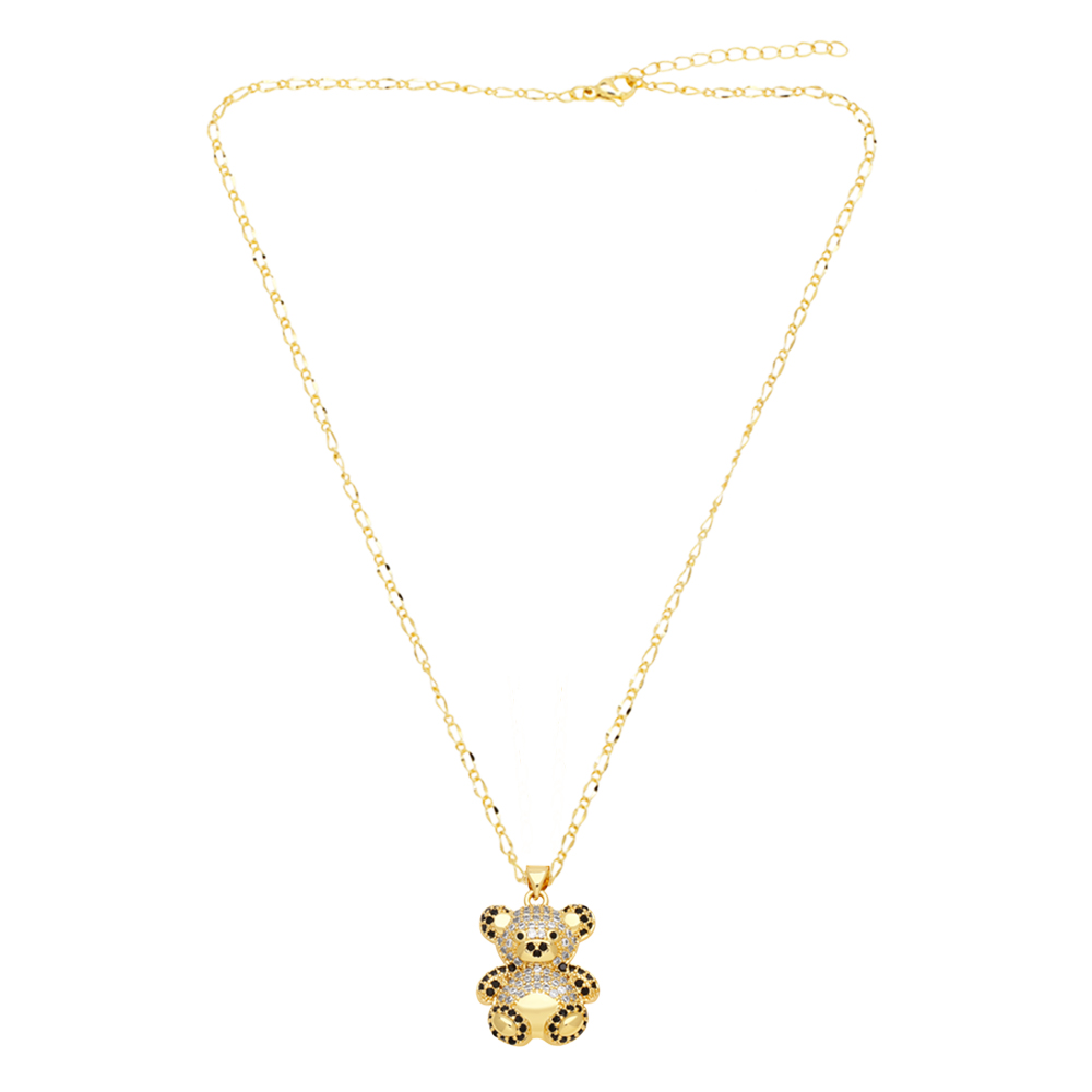 Cute Streetwear Little Bear Bird Copper 18k Gold Plated Zircon Pendant Necklace In Bulk display picture 5