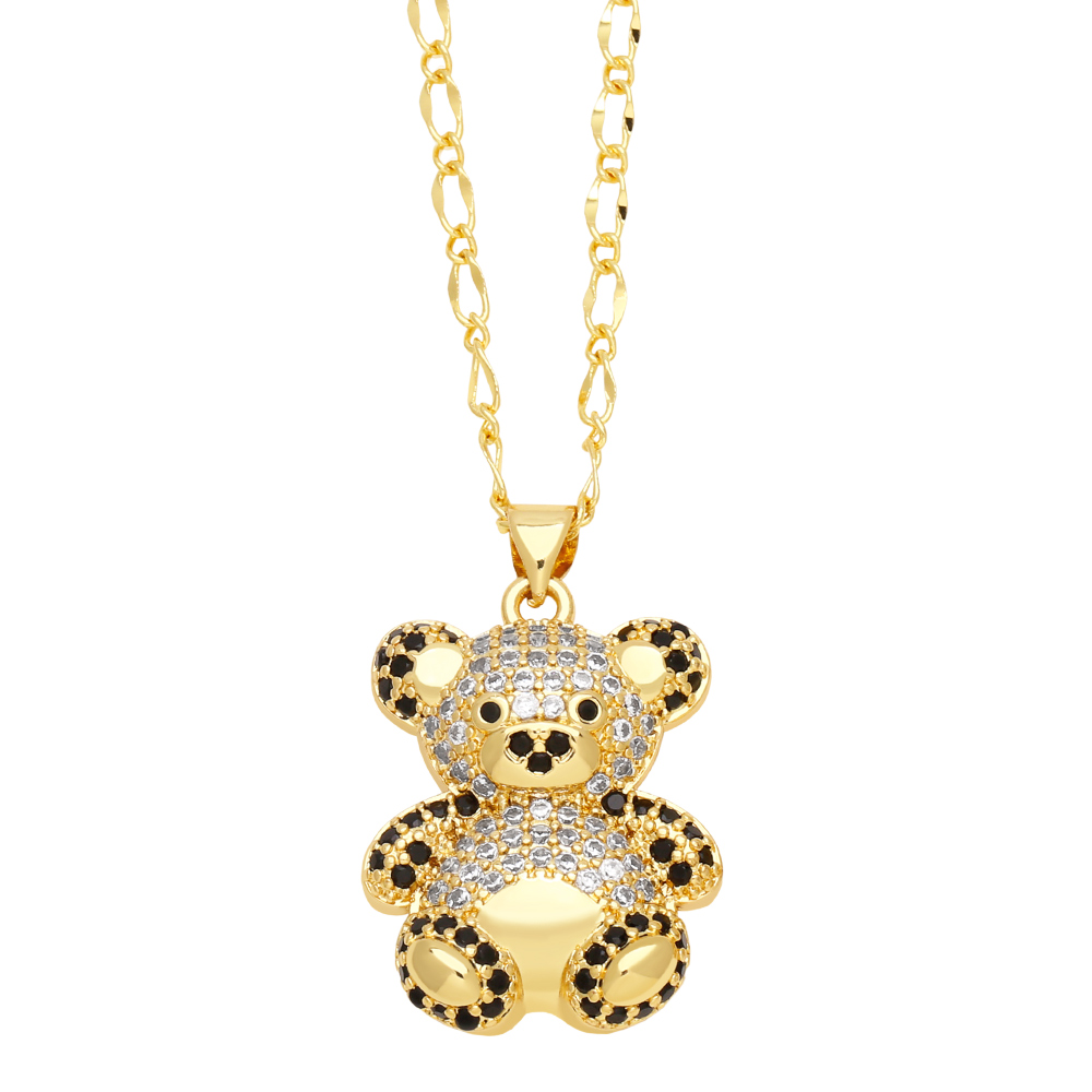 Cute Streetwear Little Bear Bird Copper 18k Gold Plated Zircon Pendant Necklace In Bulk display picture 3