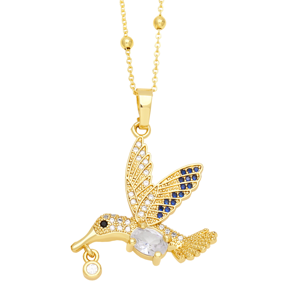 Cute Streetwear Little Bear Bird Copper 18k Gold Plated Zircon Pendant Necklace In Bulk display picture 4
