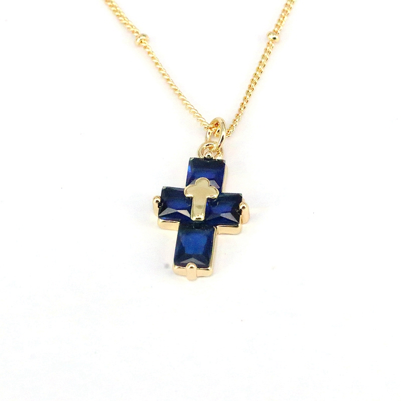 Casual Hip-hop Cross Copper Plating Inlay Zircon Gold Plated Pendant Necklace display picture 1