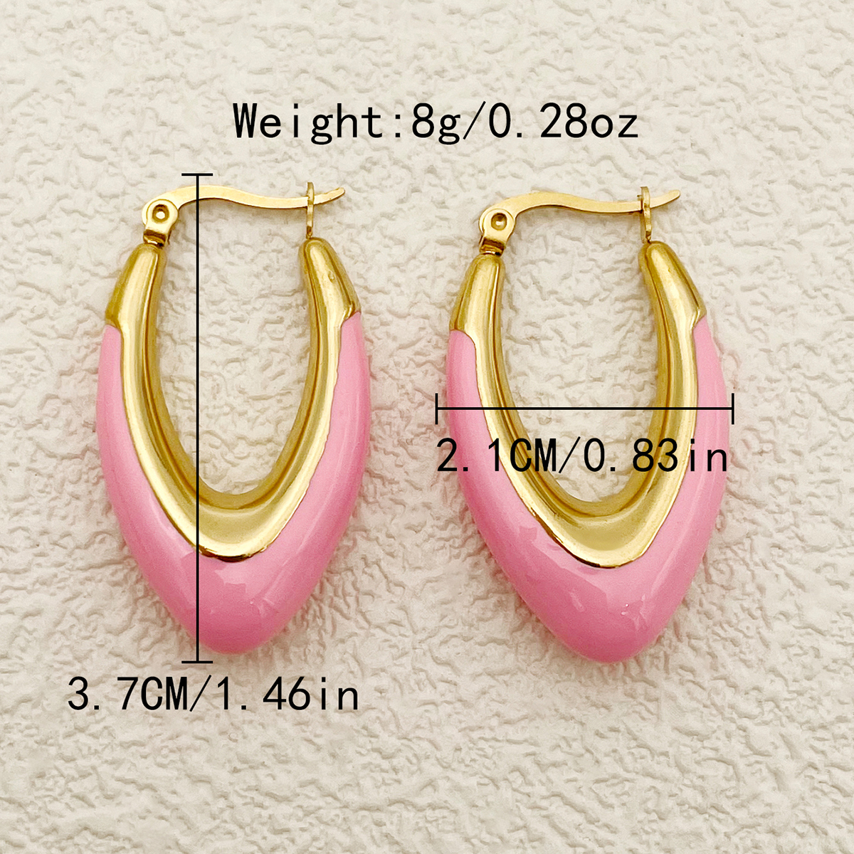 1 Pair Lady Streetwear U Shape Polishing Enamel Plating 304 Stainless Steel 14K Gold Plated Earrings display picture 3
