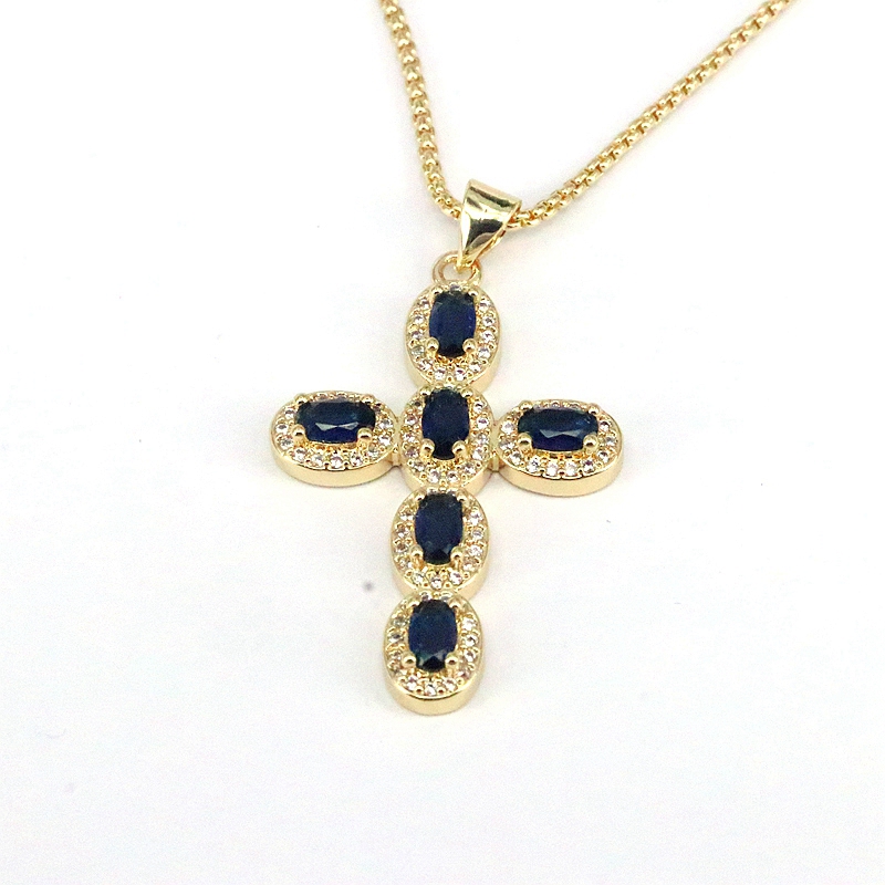 Casual Hip-hop Cross Copper Plating Inlay Zircon Gold Plated Pendant Necklace display picture 1