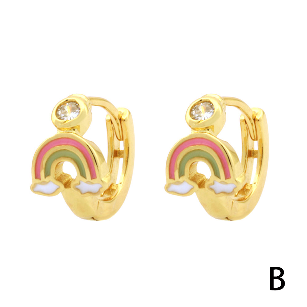 1 Pair Simple Style Streetwear Rainbow Devil's Eye Enamel Plating Inlay Copper Zircon 18k Gold Plated Earrings display picture 27