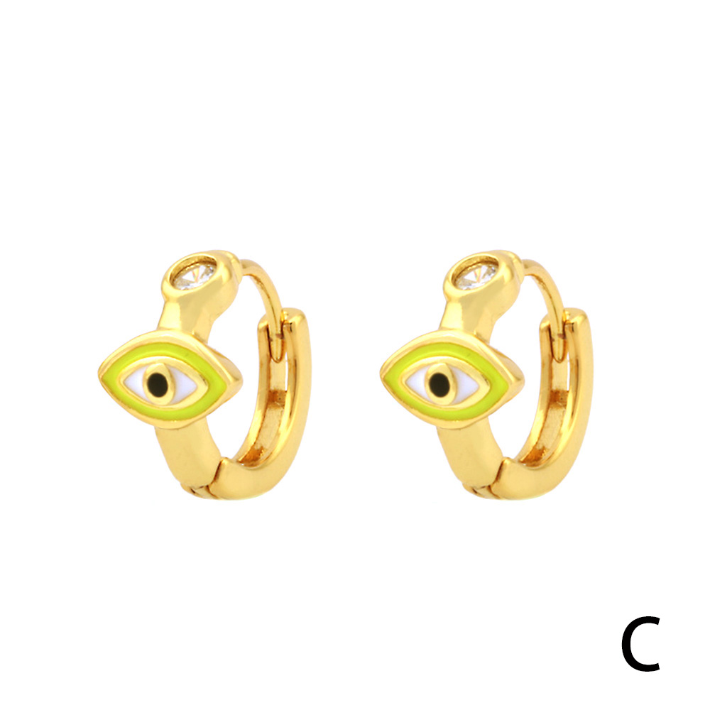 1 Pair Simple Style Streetwear Rainbow Devil's Eye Enamel Plating Inlay Copper Zircon 18k Gold Plated Earrings display picture 18
