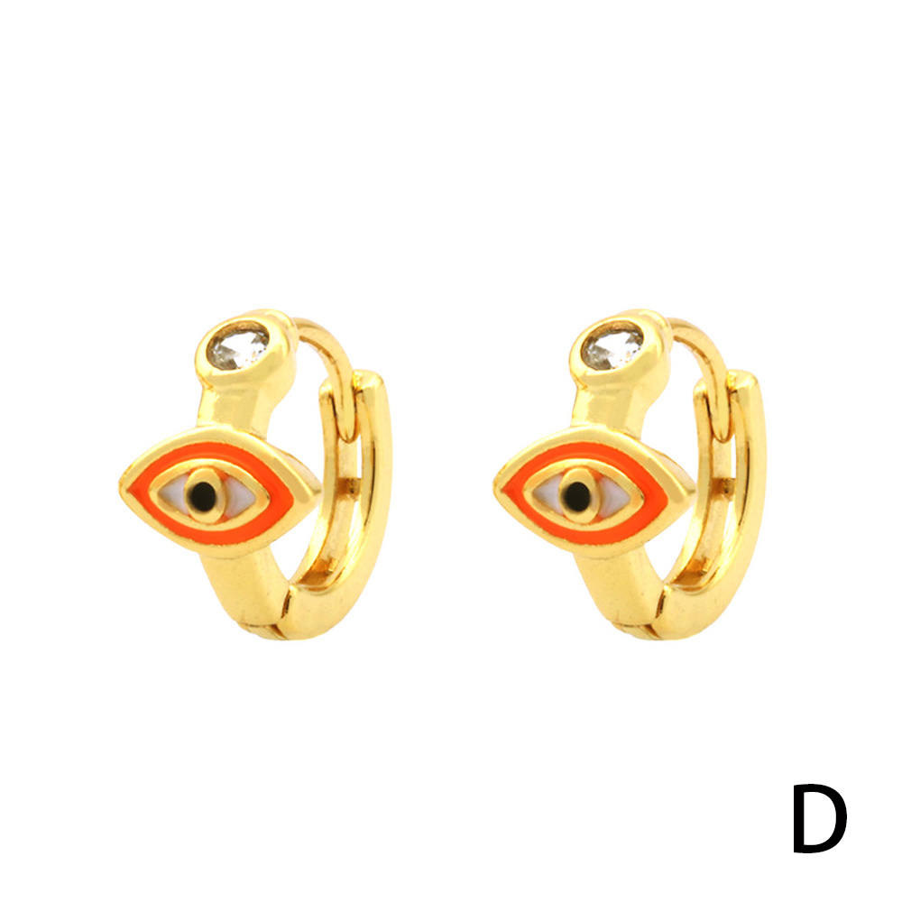 1 Pair Simple Style Streetwear Rainbow Devil's Eye Enamel Plating Inlay Copper Zircon 18k Gold Plated Earrings display picture 22