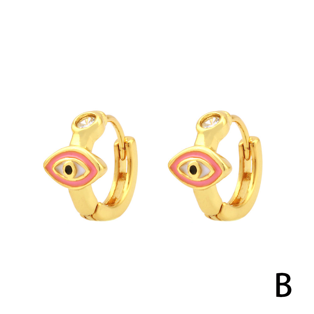 1 Pair Simple Style Streetwear Rainbow Devil's Eye Enamel Plating Inlay Copper Zircon 18k Gold Plated Earrings display picture 10