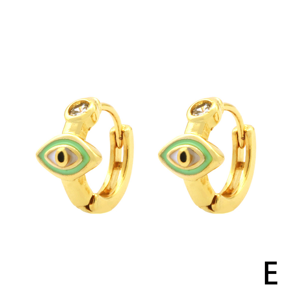 1 Pair Simple Style Streetwear Rainbow Devil's Eye Enamel Plating Inlay Copper Zircon 18k Gold Plated Earrings display picture 17