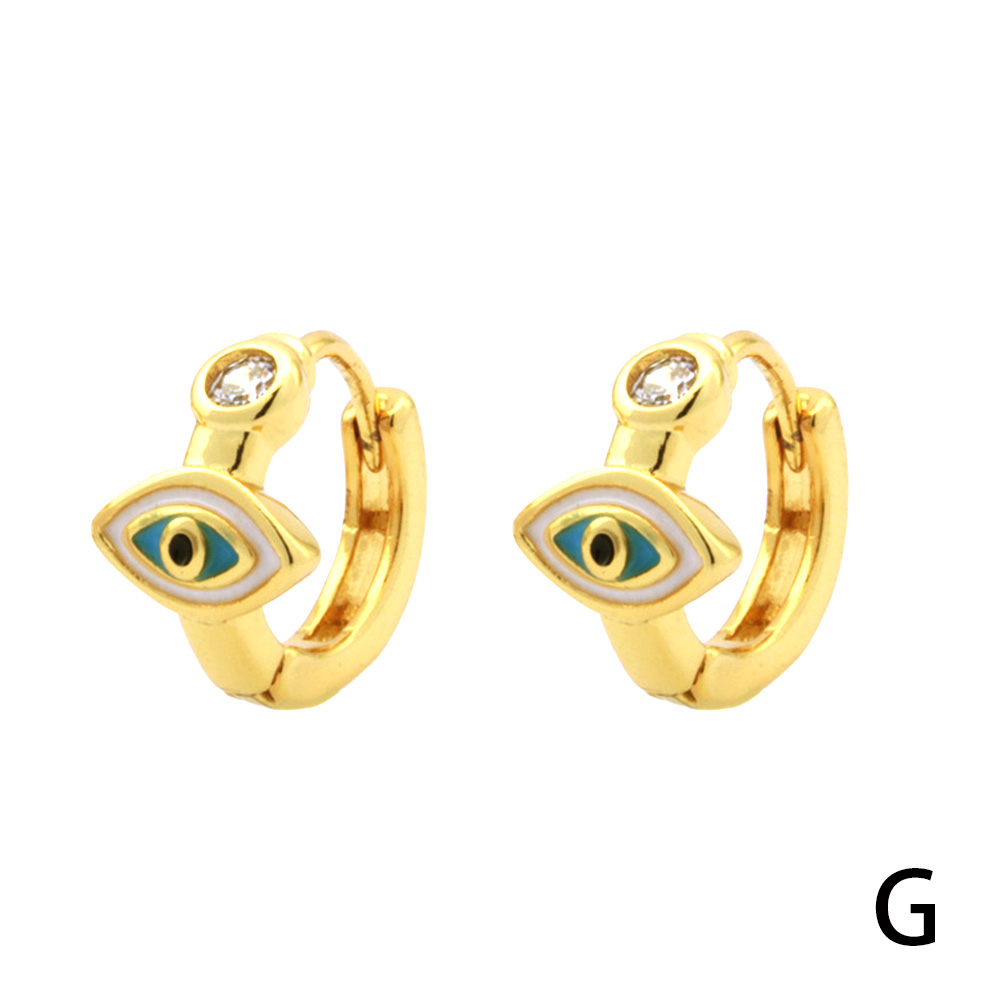 1 Pair Simple Style Streetwear Rainbow Devil's Eye Enamel Plating Inlay Copper Zircon 18k Gold Plated Earrings display picture 16