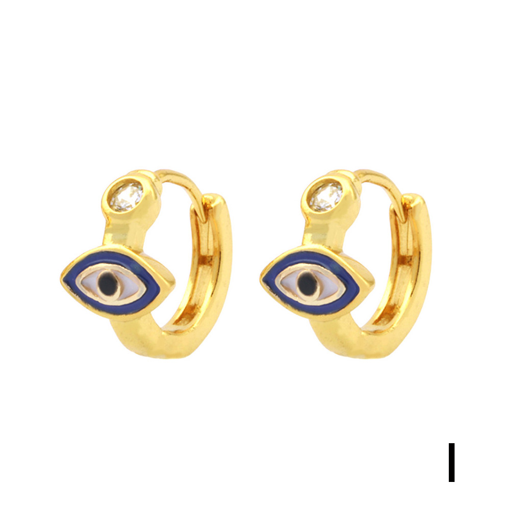 1 Pair Simple Style Streetwear Rainbow Devil's Eye Enamel Plating Inlay Copper Zircon 18k Gold Plated Earrings display picture 15