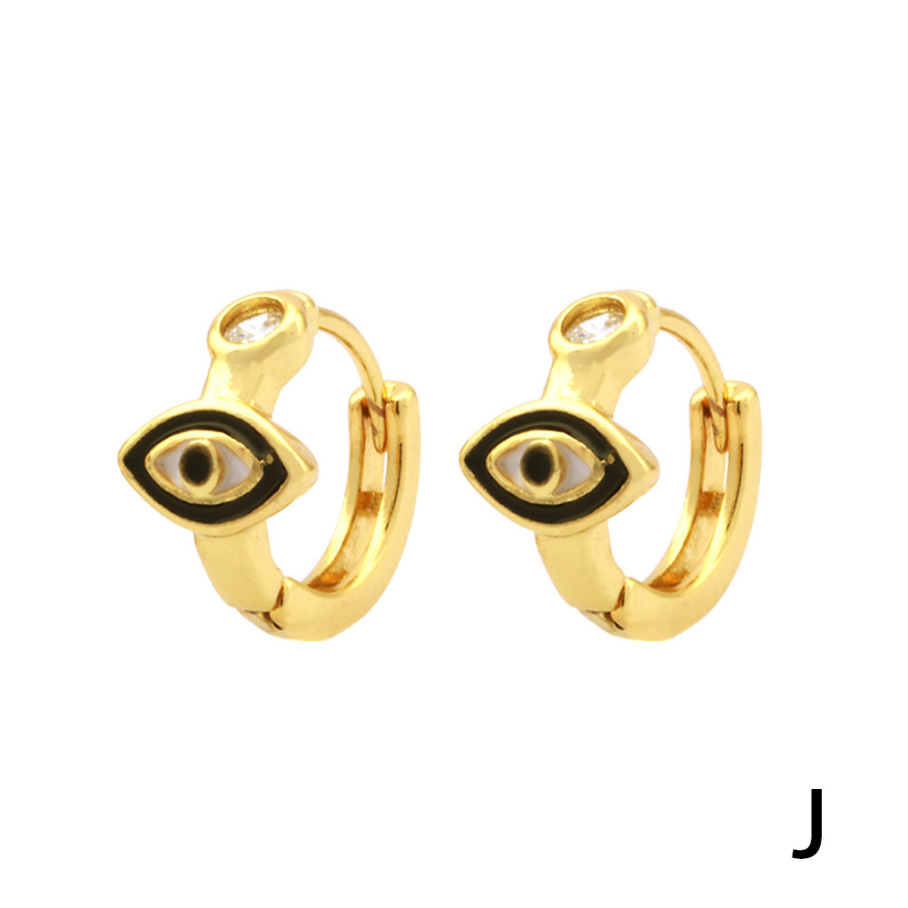 1 Pair Simple Style Streetwear Rainbow Devil's Eye Enamel Plating Inlay Copper Zircon 18k Gold Plated Earrings display picture 13