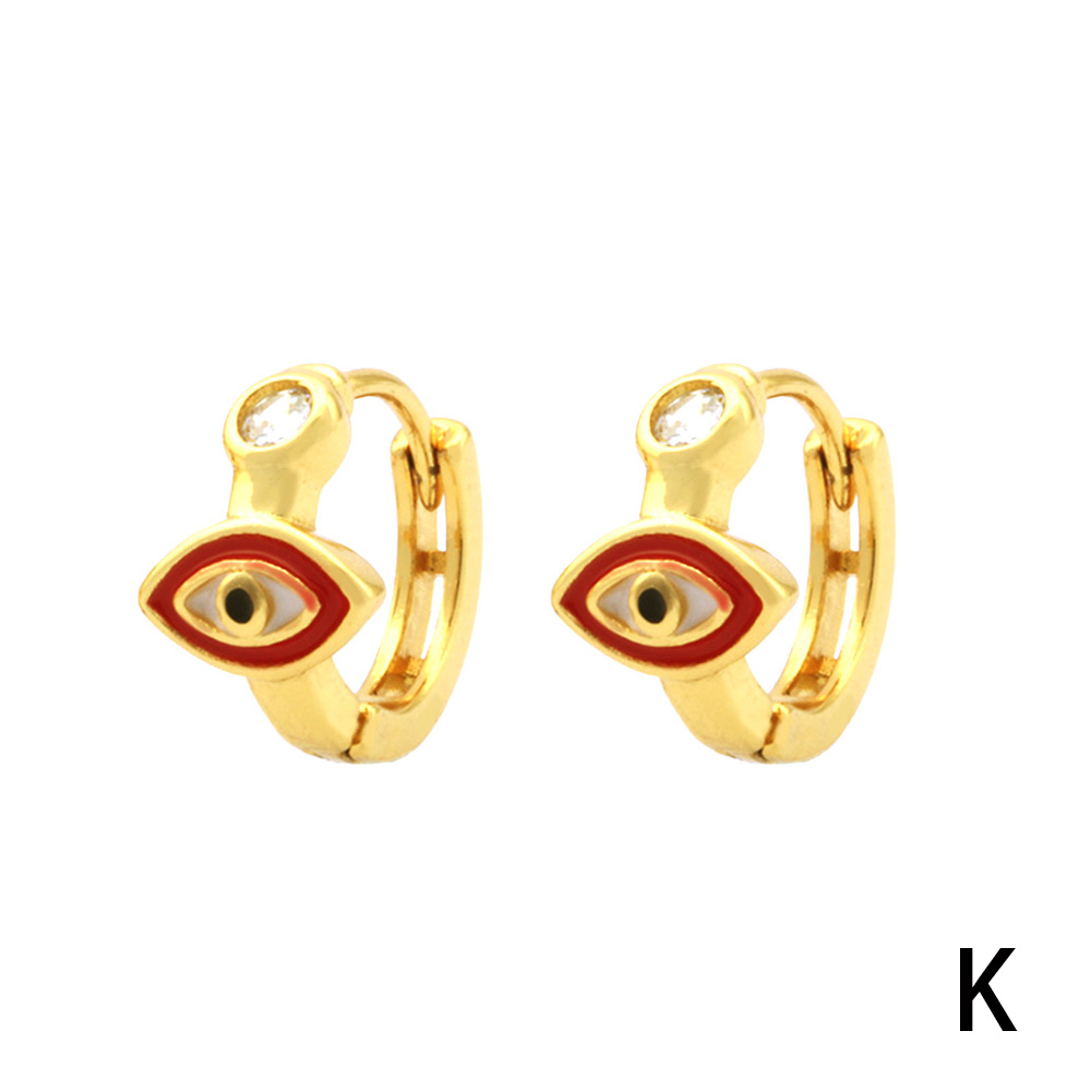1 Pair Simple Style Streetwear Rainbow Devil's Eye Enamel Plating Inlay Copper Zircon 18k Gold Plated Earrings display picture 14